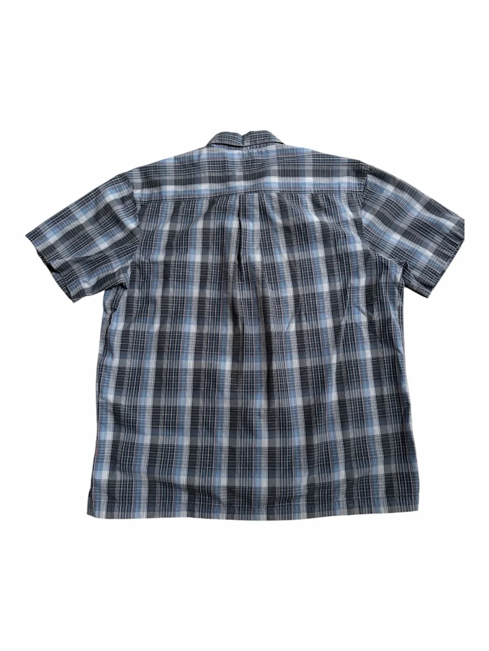 GH Bass Men Large Blue Gray Paid Short Sleeve Casual Button Down Shirt